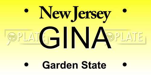 GINA New Jersey License Plate