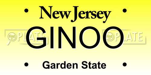 GINOO New Jersey License Plate