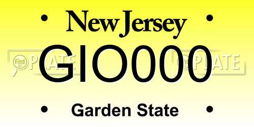 GIO000 New Jersey License Plate