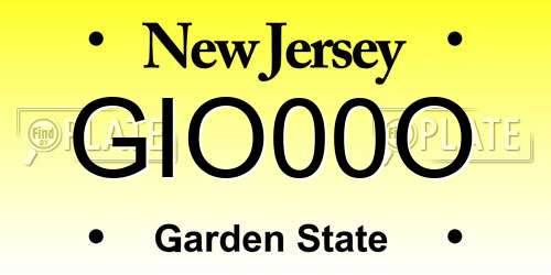 GIO00O New Jersey License Plate