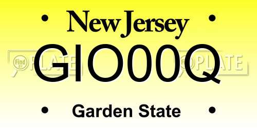 GIO00Q New Jersey License Plate