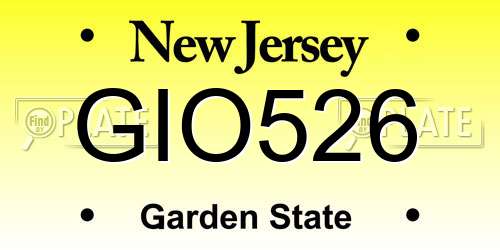 GIO526 New Jersey License Plate