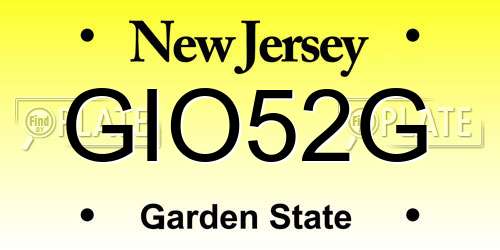 GIO52G New Jersey License Plate