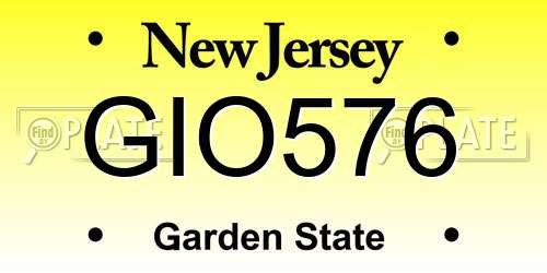 GIO576 New Jersey License Plate