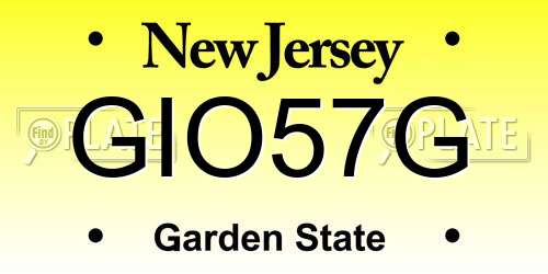 GIO57G New Jersey License Plate