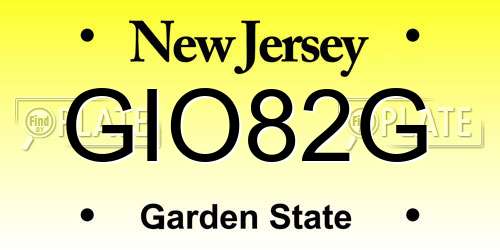GIO82G New Jersey License Plate