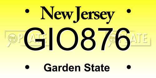 GIO876 New Jersey License Plate