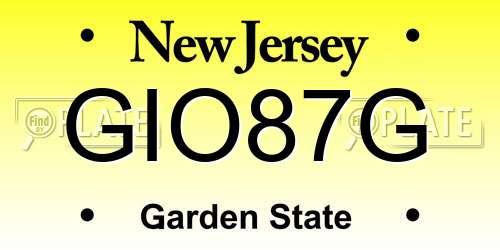 GIO87G New Jersey License Plate