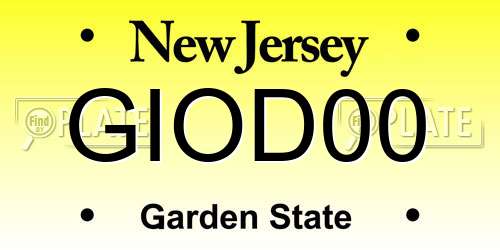 GIOD00 New Jersey License Plate