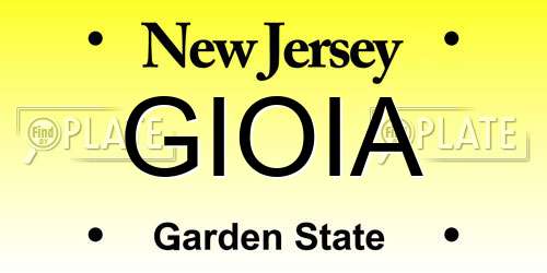 GIOIA New Jersey License Plate