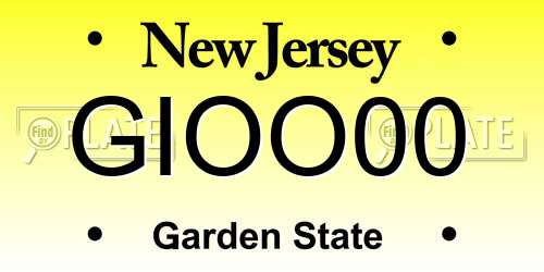 GIOO00 New Jersey License Plate