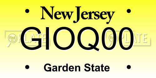 GIOQ00 New Jersey License Plate