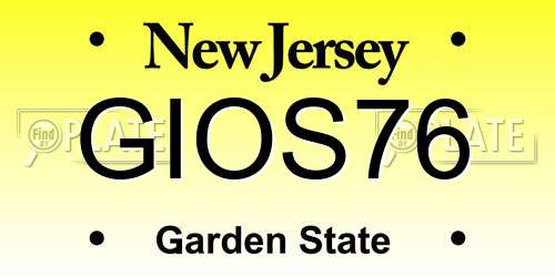 GIOS76 New Jersey License Plate