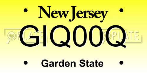 GIQ00Q New Jersey License Plate