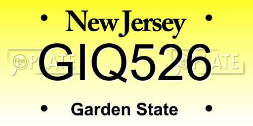 GIQ526 New Jersey License Plate