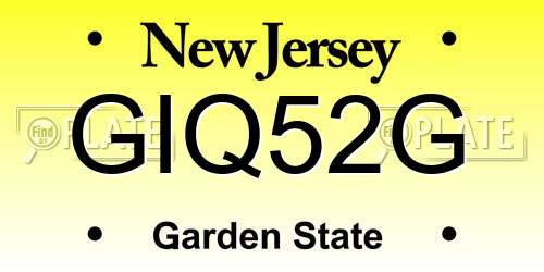 GIQ52G New Jersey License Plate