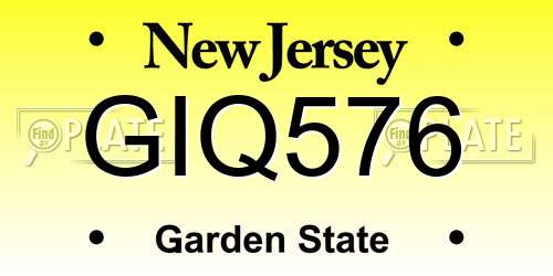 GIQ576 New Jersey License Plate