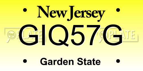 GIQ57G New Jersey License Plate