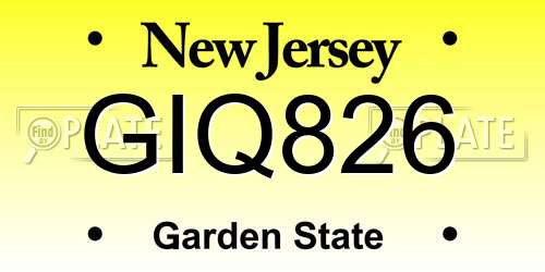 GIQ826 New Jersey License Plate