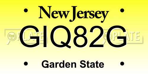 GIQ82G New Jersey License Plate