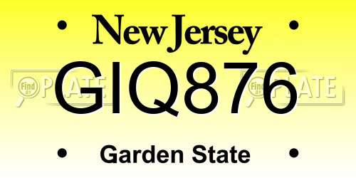 GIQ876 New Jersey License Plate