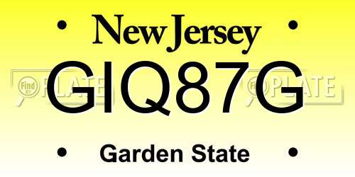GIQ87G New Jersey License Plate