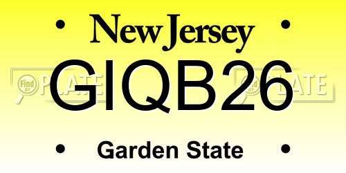 GIQB26 New Jersey License Plate