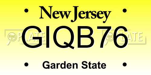 GIQB76 New Jersey License Plate