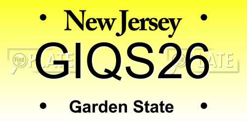GIQS26 New Jersey License Plate