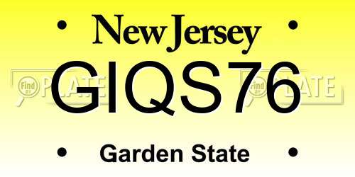 GIQS76 New Jersey License Plate