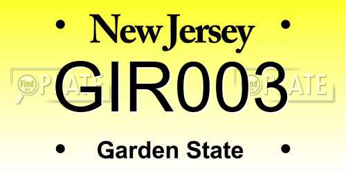 GIR003 New Jersey License Plate