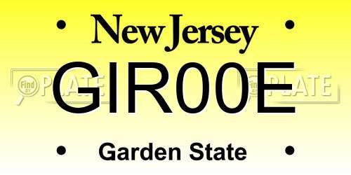 GIR00E New Jersey License Plate