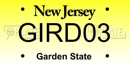 GIRD03 New Jersey License Plate