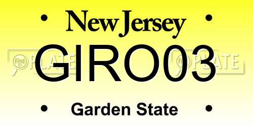 GIRO03 New Jersey License Plate