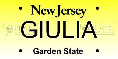 GIULIA New Jersey License Plate