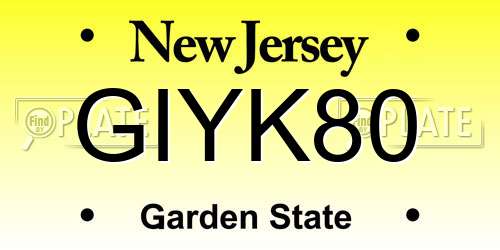 GIYK80 New Jersey License Plate