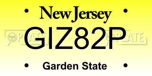 GIZ82P New Jersey License Plate