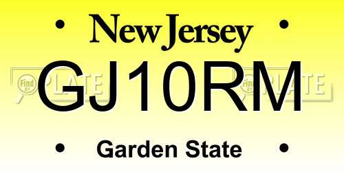 GJ10RM New Jersey License Plate