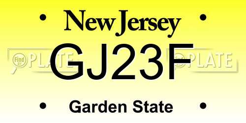 GJ23F New Jersey License Plate