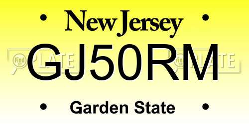 GJ50RM New Jersey License Plate