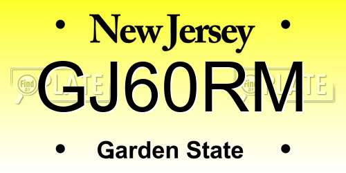 GJ60RM New Jersey License Plate
