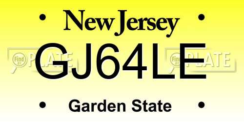 GJ64LE New Jersey License Plate