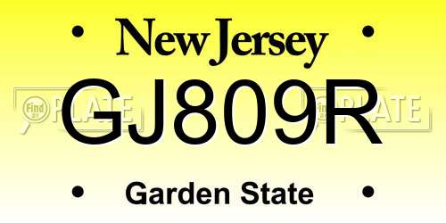 GJ809R New Jersey License Plate