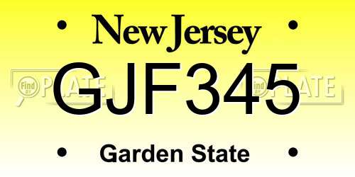 GJF345 New Jersey License Plate