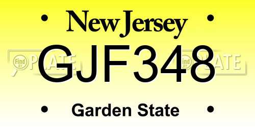 GJF348 New Jersey License Plate