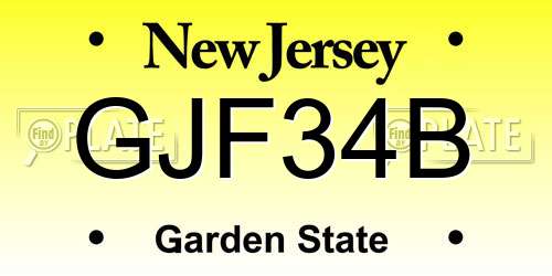 GJF34B New Jersey License Plate