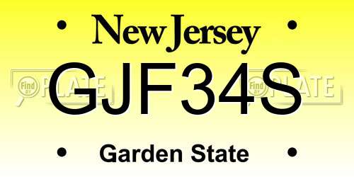 GJF34S New Jersey License Plate