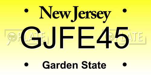 GJFE45 New Jersey License Plate