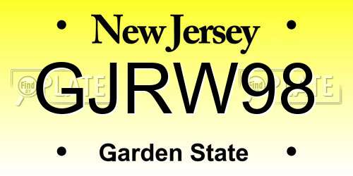 GJRW98 New Jersey License Plate