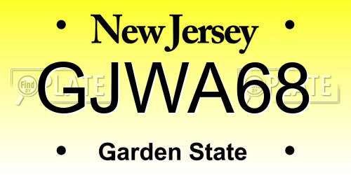 GJWA68 New Jersey License Plate